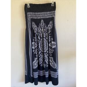 Venus Black Smocked Bandana Western Rodeo Festival Boho Tube Dress Womens Small